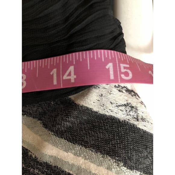 Badgley Mischka Neutral Stripe Dress Sleeveless Fit & Flare Knee Length Blue L - Picture 14 of 15